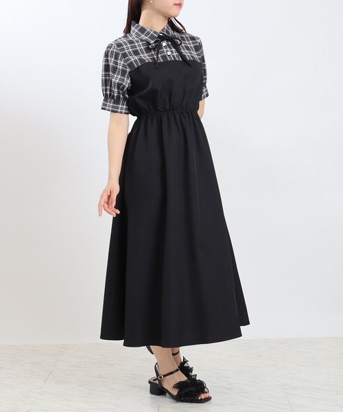 新品タグ付き♢ADORE アドーア♢セットアップ風　ドッキングワンピース　半袖 BLACK LABEL＞ シルクタフタワンピース | ADORE（アドーア） ｜【公式