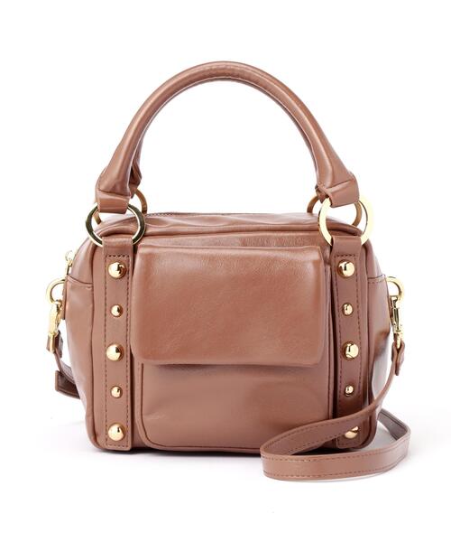 NATURAL BEAUTY BASIC（ナチュラルビューティーベーシック）の「◇【Oggi掲載】メタルスタッズスクエアボストンバッグ（ボストンバッグ・レディース・ピンク/グリーン・ﾌﾘ-）」の5枚目の写真