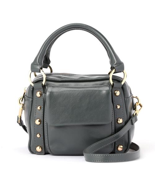 NATURAL BEAUTY BASIC（ナチュラルビューティーベーシック）の「◇【Oggi掲載】メタルスタッズスクエアボストンバッグ（ボストンバッグ・レディース・ピンク/グリーン・ﾌﾘ-）」の6枚目の写真