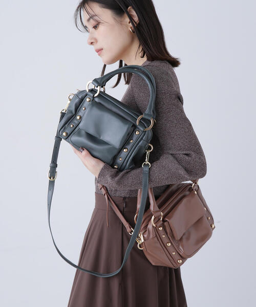 ◇【Oggi掲載】メタルスタッズスクエアボストンバッグ