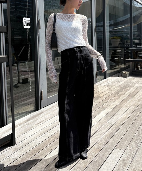 NOGLE(ノグル)の「【NOGLE/ノグル】2wayレーストップス(Tシャツ/カットソー・レディース・アイボリー/ブラック/ホワイト・FREE)」の13枚目の写真