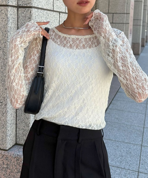 NOGLE(ノグル)の「【NOGLE/ノグル】2wayレーストップス(Tシャツ/カットソー・レディース・アイボリー/ブラック/ホワイト・FREE)」の15枚目の写真
