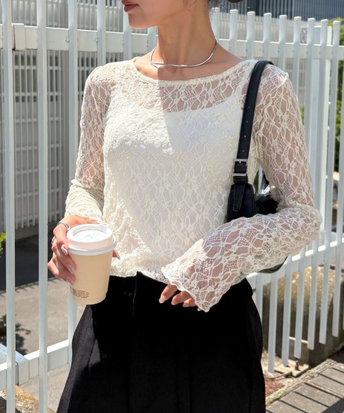 NOGLE(ノグル)の「【NOGLE/ノグル】2wayレーストップス(Tシャツ/カットソー・レディース・アイボリー/ブラック/ホワイト・FREE)」の17枚目の写真