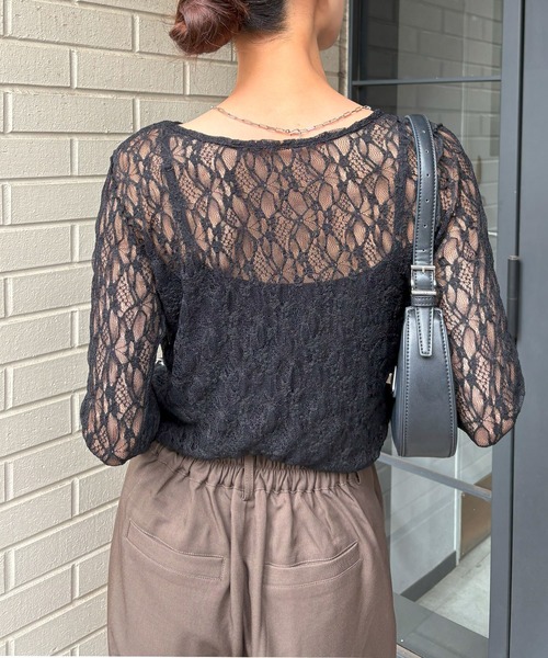 NOGLE(ノグル)の「【NOGLE/ノグル】2wayレーストップス(Tシャツ/カットソー・レディース・アイボリー/ブラック/ホワイト・FREE)」の22枚目の写真