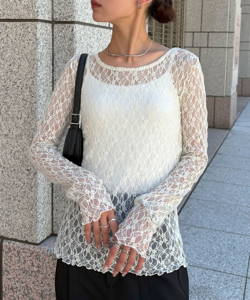 NOGLE(ノグル)の「【NOGLE/ノグル】2wayレーストップス(Tシャツ/カットソー・レディース・アイボリー/ブラック/ホワイト・FREE)」の14枚目の写真
