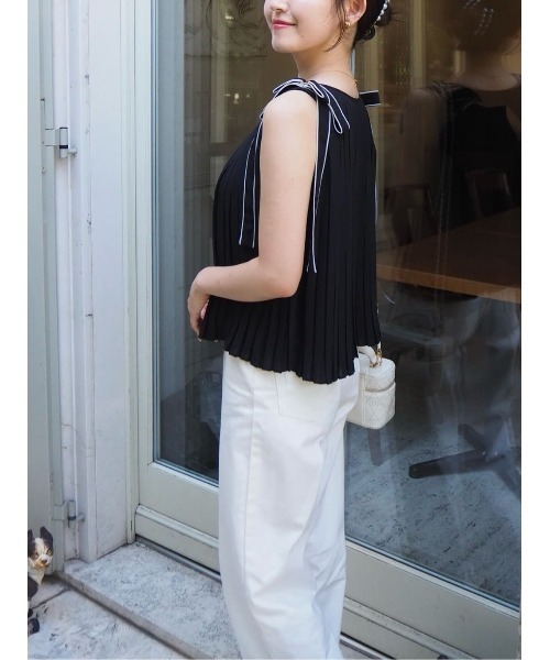 Her lip to（ハーリップトゥー）の「Pleated Chiffon Ribbon Top（シャツ/ブラウス・レディース・ホワイト/ブラック・FREE）」の12枚目の写真