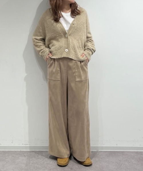 human woman（ヒューマンウーマン）の「◆ラメシャギーＶネックカーディガン（カーディガン/ボレロ・レディース・グレー/ベージュ・MEDIUM）」の4枚目の写真