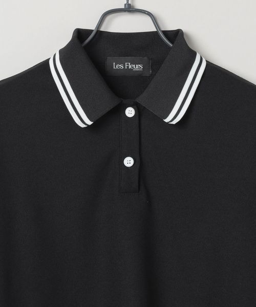 JEANASIS（ジーナシス）の「【Les Fleurs】ネックラインポロLS/592981（ポロシャツ・レディース・ブラック/ホワイト・FREE）」の4枚目の写真