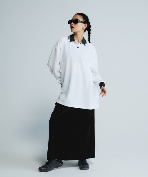 JEANASIS（ジーナシス）の「【Les Fleurs】ネックラインポロLS/592981（ポロシャツ・レディース・ブラック/ホワイト・FREE）」の12枚目の写真