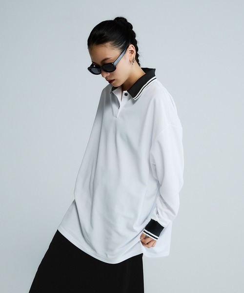 JEANASIS（ジーナシス）の「【Les Fleurs】ネックラインポロLS/592981（ポロシャツ・レディース・ブラック/ホワイト・FREE）」の15枚目の写真