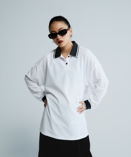 JEANASIS（ジーナシス）の「【Les Fleurs】ネックラインポロLS/592981（ポロシャツ・レディース・ブラック/ホワイト・FREE）」の16枚目の写真