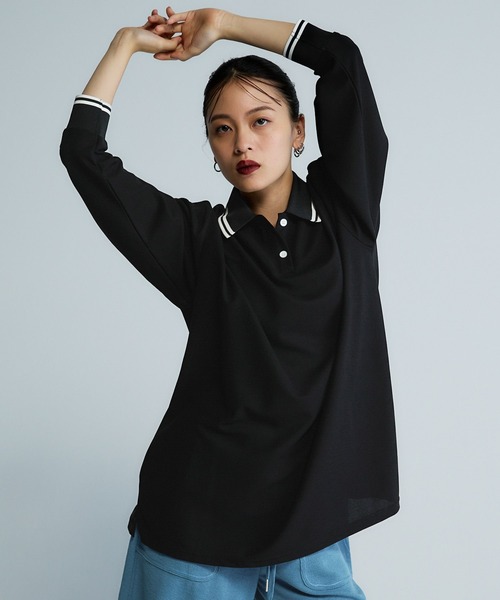 JEANASIS（ジーナシス）の「【Les Fleurs】ネックラインポロLS/592981（ポロシャツ・レディース・ブラック/ホワイト・FREE）」の21枚目の写真