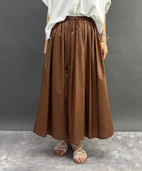 NICOLE white（ニコルホワイト）の「ギャザースカート（スカート・レディース・ブラック/ブラウン・FREE）」の2枚目の写真