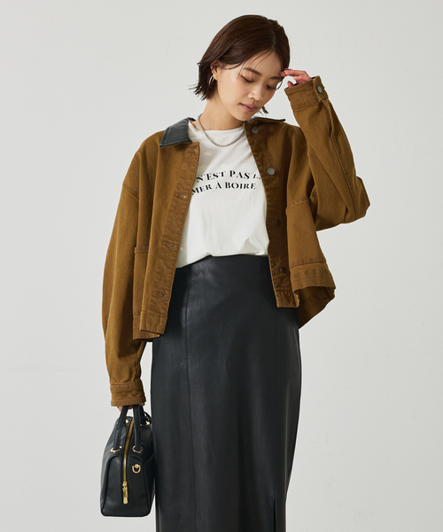 デニム/カツラギショートカバーオール（デニムジャケット）｜abahouse