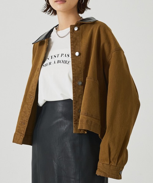 abahouse mavie（アバハウスマヴィ）の「デニム/カツラギショートカバーオール（デニムジャケット・レディース・ブルー/ブラック/キャメル/インディゴブルー・フリー）」の4枚目の写真