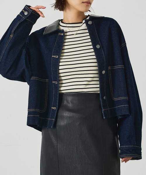 abahouse mavie（アバハウスマヴィ）の「デニム/カツラギショートカバーオール（デニムジャケット・レディース・ブルー/ブラック/キャメル/インディゴブルー・フリー）」の2枚目の写真