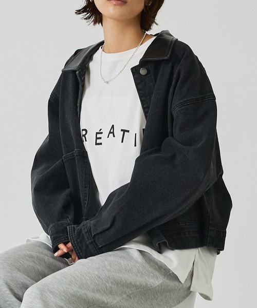 デニム/カツラギショートカバーオール（デニムジャケット）｜abahouse