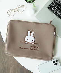Miffy( ミッフィー)の【miffy/ミッフィー】 A4/14inch対応 PC/iPadケース 刺繍フラットポーチ(PC・タブレットケース)