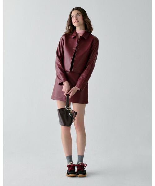 kate spade new york（ケイトスペード ニューヨーク）の「フォー ナッパ レザー ジャケット（その他アウター・レディース・レッド・0/4/2）」の2枚目の写真