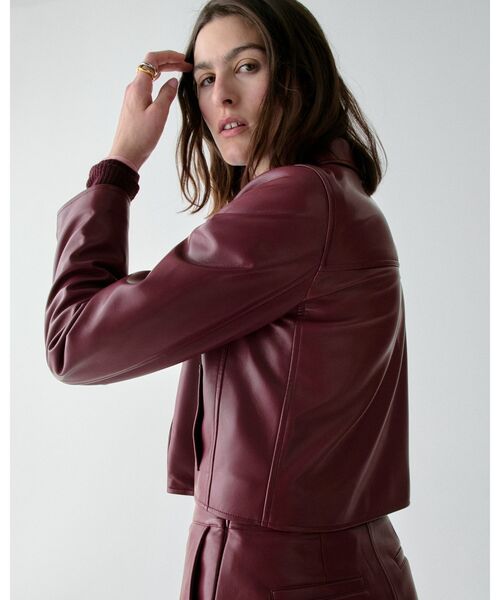 kate spade new york（ケイトスペード ニューヨーク）の「フォー ナッパ レザー ジャケット（その他アウター・レディース・レッド・0/4/2）」の3枚目の写真