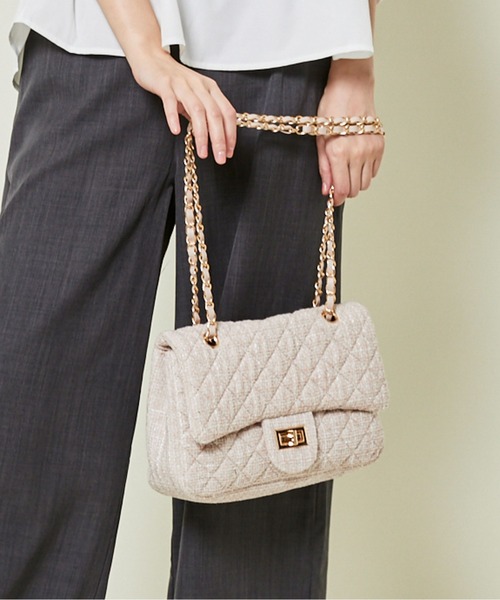 セール】《ツイード調×チェーンストラップ》2WAYショルダーバッグ