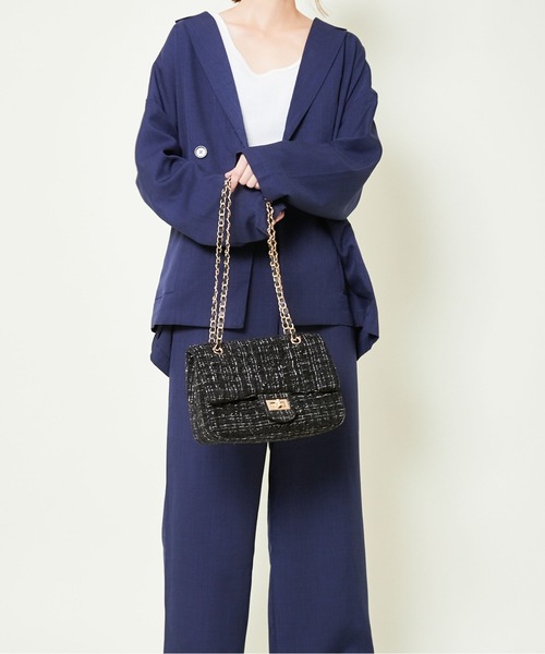 GORGE(ゴージ)の「《ツイード調×チェーンストラップ》2WAYショルダーバッグ ハンド・肩掛け両用◎(ショルダーバッグ・レディース・ブラック/ピンク/アイボリー・F)」の5枚目の写真