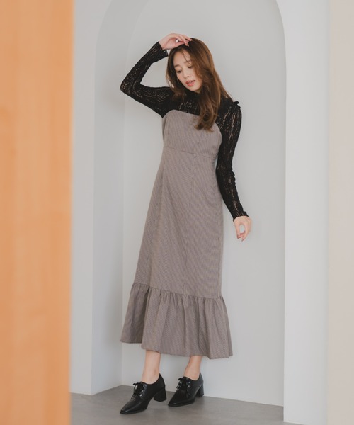ミッシュマッシュ（MISCH MASCH）/2025秋冬新作 ギャザーショルダーマーメイドジャンスカ セール】2025秋冬新作 ギャザーショルダーマーメイドジャンスカ