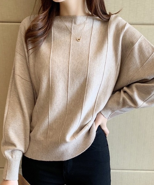 Beststore(ベストストア)の「ニットトップス 薄手ニット ドルマンニット(ニット/セーター・レディース・ベージュ/イエロー/ピンク/レッド/ホワイト/ブルー/ブラック/グレー・FREE)」の4枚目の写真