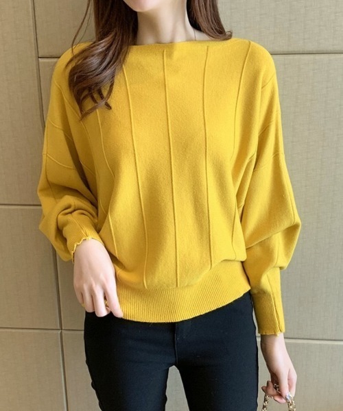 Beststore(ベストストア)の「ニットトップス 薄手ニット ドルマンニット(ニット/セーター・レディース・ベージュ/イエロー/ピンク/レッド/ホワイト/ブルー/ブラック/グレー・FREE)」の6枚目の写真