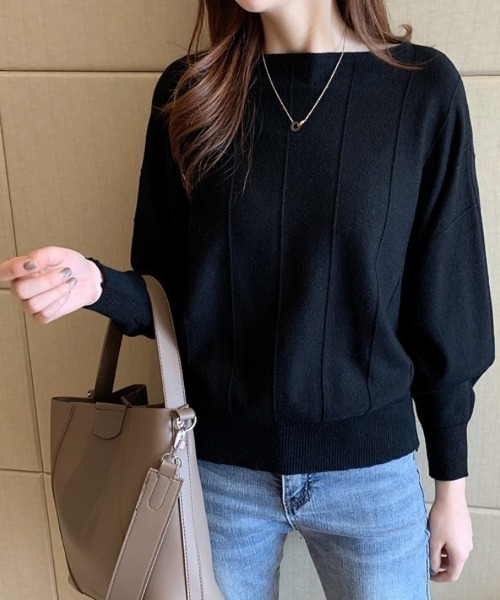 Beststore(ベストストア)の「ニットトップス 薄手ニット ドルマンニット(ニット/セーター・レディース・ベージュ/イエロー/ピンク/レッド/ホワイト/ブルー/ブラック/グレー・FREE)」の2枚目の写真