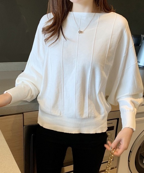 Beststore(ベストストア)の「ニットトップス 薄手ニット ドルマンニット(ニット/セーター・レディース・ベージュ/イエロー/ピンク/レッド/ホワイト/ブルー/ブラック/グレー・FREE)」の13枚目の写真