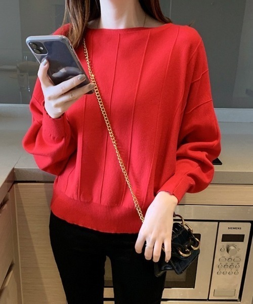 Beststore(ベストストア)の「ニットトップス 薄手ニット ドルマンニット(ニット/セーター・レディース・ベージュ/イエロー/ピンク/レッド/ホワイト/ブルー/ブラック/グレー・FREE)」の17枚目の写真