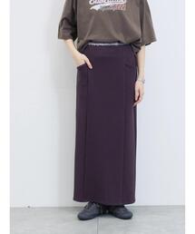 Samansa Mos2 blue | ダブルウエストナロースカート(スカート)