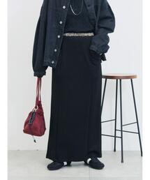 Samansa Mos2 blue | ダブルウエストナロースカート(スカート)