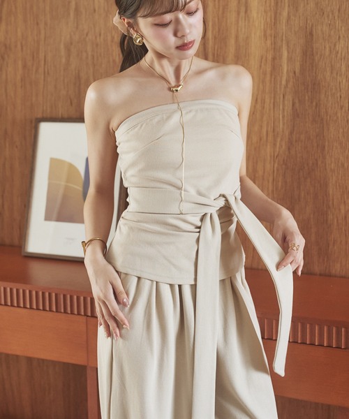 LAULEN(ローレン)の「belt ribbon bustier set up /ベルトリボンビスチェセットアップ(セットアップ・レディース・グレー/ブラック/アイボリー・FREE)」の19枚目の写真