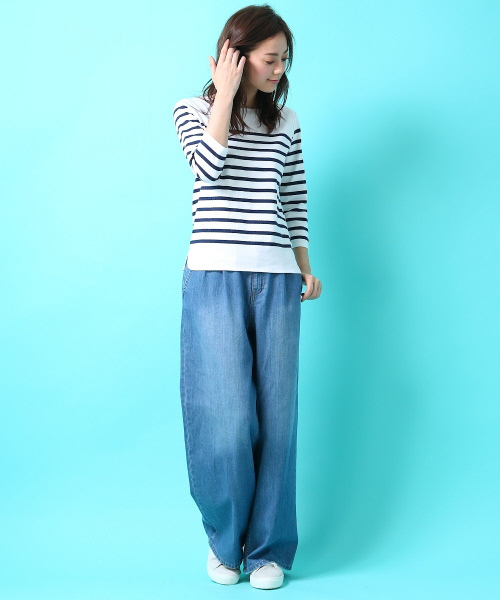 Rouge vif（ルージュヴィフ）の「ワイドパンツデニム（デニムパンツ・レディース・ブルー/サックスブルー・38/36/34）」の4枚目の写真