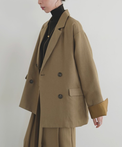 LIAN（リアン）の「カフデザインダブルテーラードジャケット（テーラードジャケット・レディース・チャコールグレー/ブラウン/ベージュ/ブラック・FREE）」の4枚目の写真