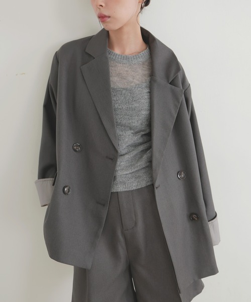 セール】カフデザインダブルテーラードジャケット（テーラード