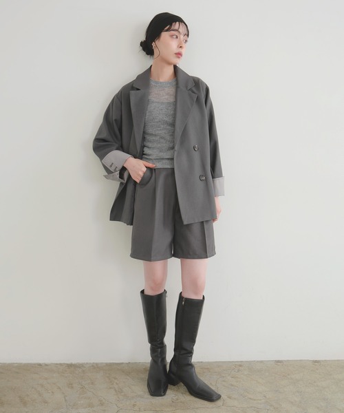 LIAN（リアン）の「カフデザインダブルテーラードジャケット（テーラードジャケット・レディース・チャコールグレー/ブラウン/ベージュ/ブラック・FREE）」の9枚目の写真