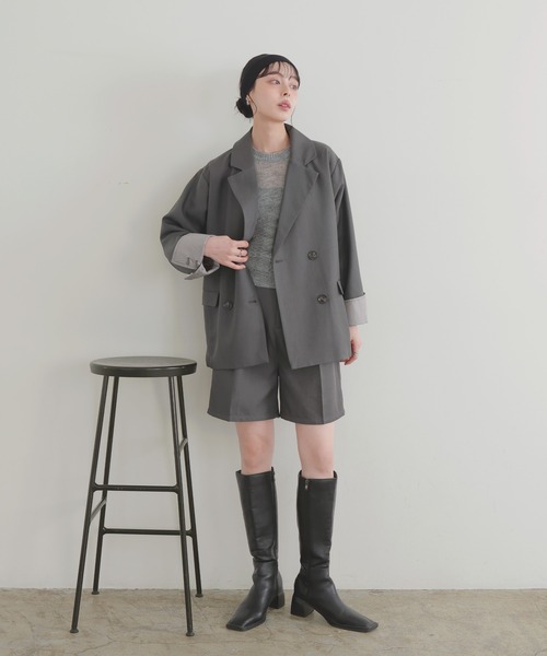 LIAN（リアン）の「カフデザインダブルテーラードジャケット（テーラードジャケット・レディース・チャコールグレー/ブラウン/ベージュ/ブラック・FREE）」の10枚目の写真