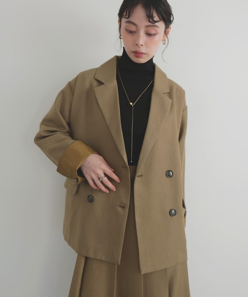 LIAN（リアン）の「カフデザインダブルテーラードジャケット（テーラードジャケット・レディース・チャコールグレー/ブラウン/ベージュ/ブラック・FREE）」の11枚目の写真