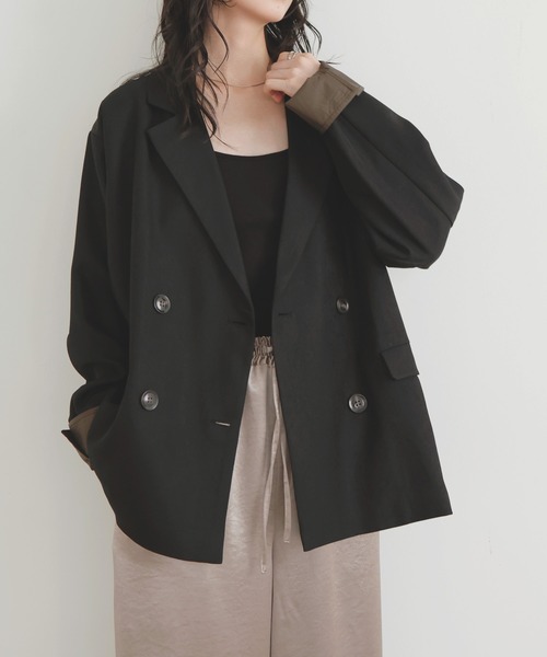 LIAN（リアン）の「カフデザインダブルテーラードジャケット（テーラードジャケット・レディース・チャコールグレー/ブラウン/ベージュ/ブラック・FREE）」の18枚目の写真