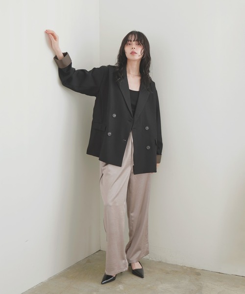 LIAN（リアン）の「カフデザインダブルテーラードジャケット（テーラードジャケット・レディース・チャコールグレー/ブラウン/ベージュ/ブラック・FREE）」の21枚目の写真
