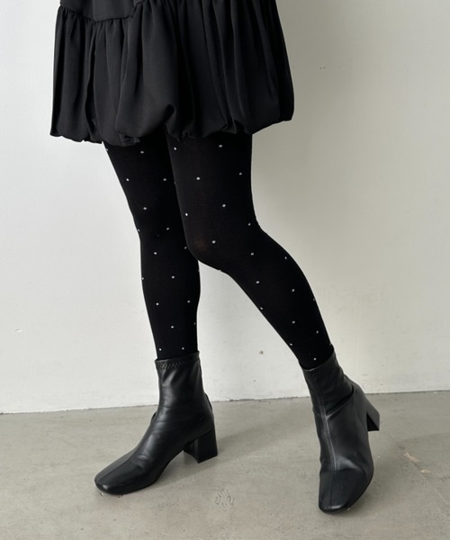 CLEA（クレア）の「ドット柄タイツ（タイツ/ストッキング・レディース・ホワイト/ブラック/チャコールグレー/グレー・FREE）」の13枚目の写真