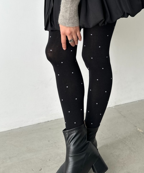 CLEA（クレア）の「ドット柄タイツ（タイツ/ストッキング・レディース・ホワイト/ブラック/チャコールグレー/グレー・FREE）」の12枚目の写真