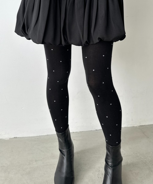 CLEA（クレア）の「ドット柄タイツ（タイツ/ストッキング・レディース・ホワイト/ブラック/チャコールグレー/グレー・FREE）」の11枚目の写真