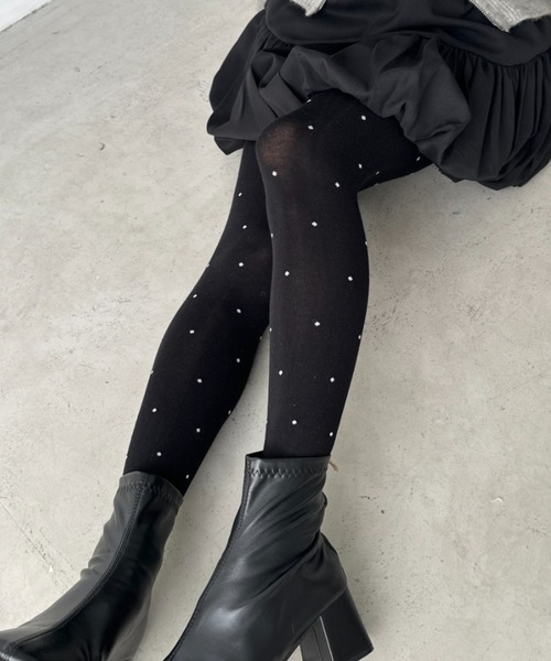 CLEA（クレア）の「ドット柄タイツ（タイツ/ストッキング・レディース・ホワイト/ブラック/チャコールグレー/グレー・FREE）」の14枚目の写真