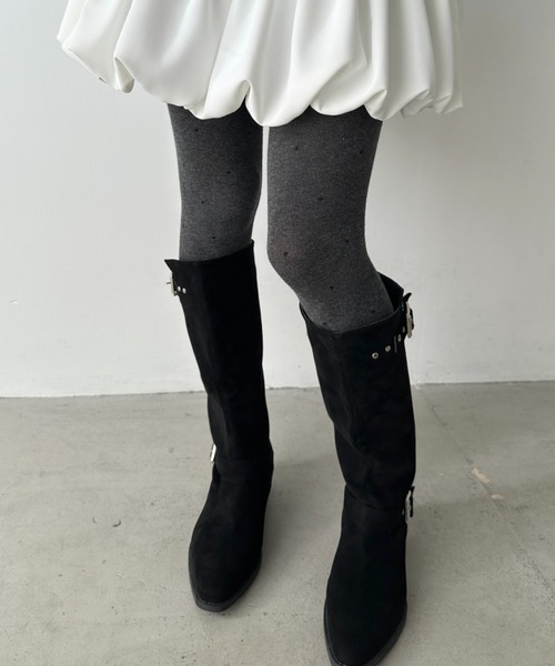 CLEA（クレア）の「ドット柄タイツ（タイツ/ストッキング・レディース・ホワイト/ブラック/チャコールグレー/グレー・FREE）」の16枚目の写真