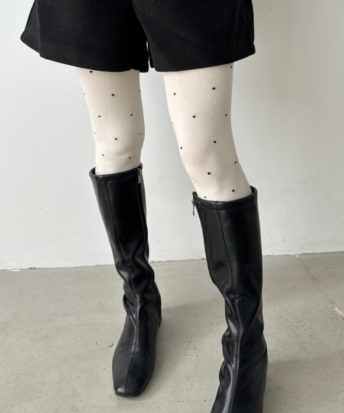 CLEA（クレア）の「ドット柄タイツ（タイツ/ストッキング・レディース・ホワイト/ブラック/チャコールグレー/グレー・FREE）」の6枚目の写真
