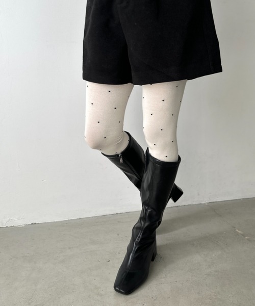 CLEA（クレア）の「ドット柄タイツ（タイツ/ストッキング・レディース・ホワイト/ブラック/チャコールグレー/グレー・FREE）」の9枚目の写真